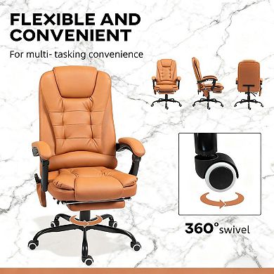 Ergonomic High-Back Massaging Office Chair with Adjustable Lumbar Support and Retractable Footrest