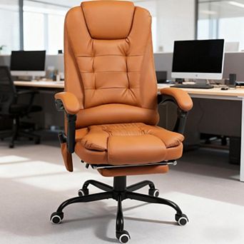 Ergonomic High-Back Massaging Office Chair with Adjustable Lumbar Support and Retractable Footrest