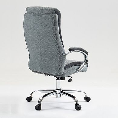 Ergonomic High-Back Executive Office Chair with Adjustable Height and Linen-Feel Fabric