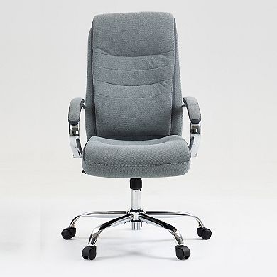 Ergonomic High-Back Executive Office Chair with Adjustable Height and Linen-Feel Fabric