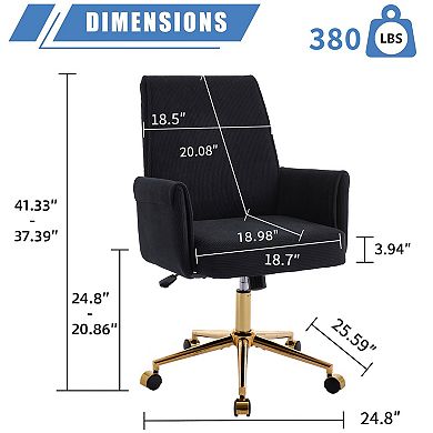 Ergonomic Mid-Back Office Chair with Lift Function and Striped Fabric Design for Comfortable Seating