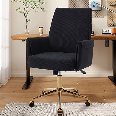 Ergonomic Mid-Back Office Chair with Lift Function and Striped Fabric Design for Comfortable Seating