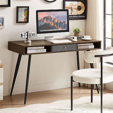 GOODSILO Mid-Century Modern Multifunctional Desk with USB Ports & Power Outlet