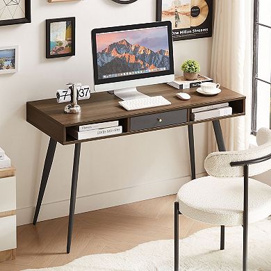 GOODSILO Mid-Century Modern Multifunctional Desk with USB Ports & Power Outlet