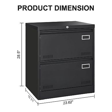 Two-Drawer Locking Metal Vertical File Cabinet for Organized Document Storage
