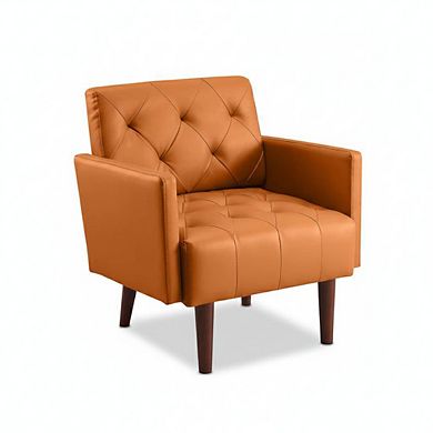 Leather-Upholstered Classic Accent Chair