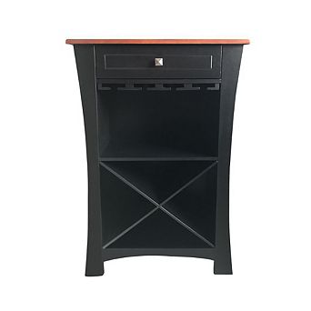 Kings Brand Hiland Bar Cabinet Wine Storage With Glass Holders & Drawer