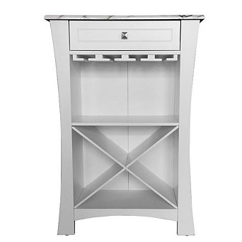 Kings Brand Hiland Bar Cabinet Wine Storage With Glass Holders & Drawer