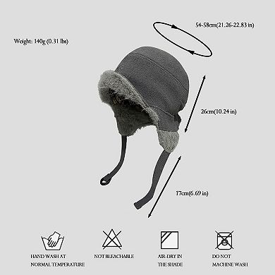 Women's Trapper Hat - Warm Fleece-Lined Winter Hat with Chin Strap