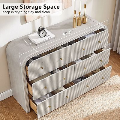 modern fluted dresser Walk into a bedroom where lightness and calm greet you at every step Modern Fluted 3 Drawers Dresser,