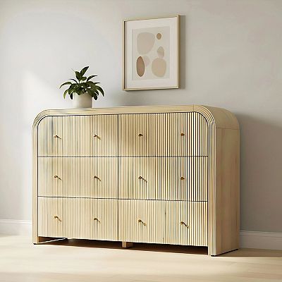 modern curved dresser Modern Fluted 6 Drawer Dresser with Curved Profile, 54
