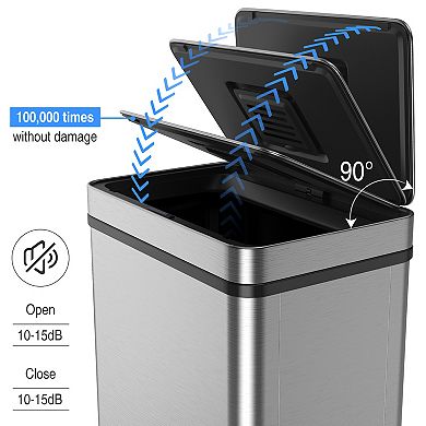 70L Automatic Sensor Trash Can with Odor-Control Stainless Steel Kitchen Bin