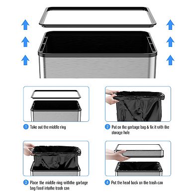 70L Automatic Sensor Trash Can with Odor-Control Stainless Steel Kitchen Bin