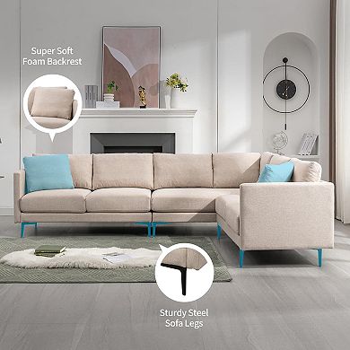 107" Modern Linen Sectional L-Shaped Couch