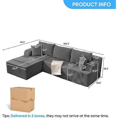 106" L-Shape Sofa Couch
