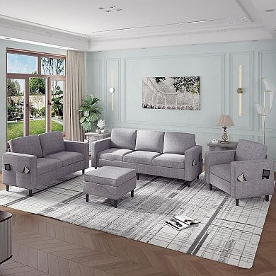 3-Seater + Ottoman + Loveseat + Single Sofa