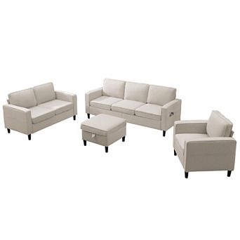 3-Seater + Ottoman + Loveseat + Single Sofa