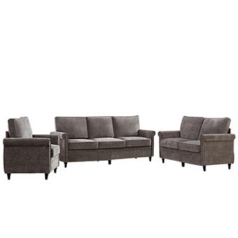Mjkone 3 pc Chenille Modern Sectional Sofa Set for Living Room