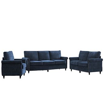 Mjkone 3 pc Chenille Modern Sectional Sofa Set for Living Room