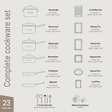 Nonstick Cookware & Bakeware Set, Stackable, Dishwasher Safe, Oven Safe, Plaid Pattern