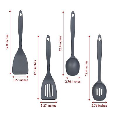 8-Piece Glad Kitchen Utensils Set, Nonstick with Holder, Dishwasher Safe, Grey