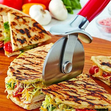 9-Inch Classic Pizza Wheel with Finger Guard & Comfort Grip, Dishwasher Safe, Red