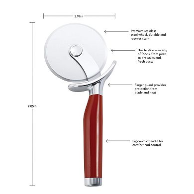 9-Inch Classic Pizza Wheel with Finger Guard & Comfort Grip, Dishwasher Safe, Red