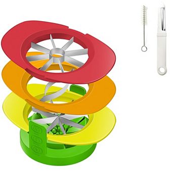 4-in-1 Apple Slicer, Mango Cutter, Tomato Wedges, Peeler & Cleaning Brush, Stainless Steel