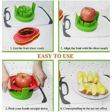 4-in-1 Apple Slicer, Mango Cutter, Tomato Wedges, Peeler & Cleaning Brush, Stainless Steel