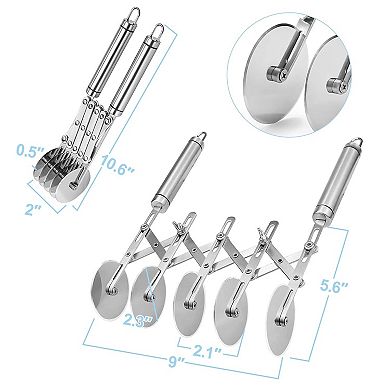5-Wheel Stainless Steel Pastry Cutter Multi-Use Tool for Pizza, Dough, Lattice & Cookies