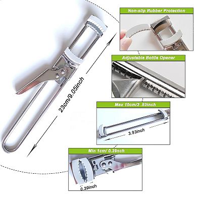 Adjustable Jar Opener Set for Seniors with Arthritis - Includes Gripper Pad & Bottle Opener