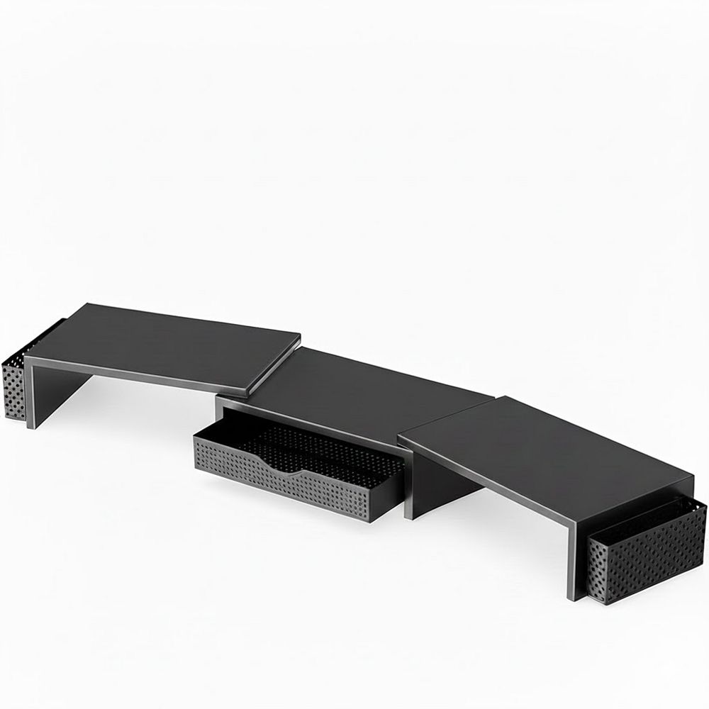 Dual Monitor Stand Riser with Drawer and 2 Pen Holders Desk Organizer