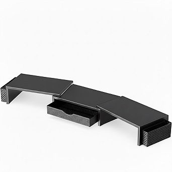 Dual Monitor Stand Riser with Drawer and 2 Pen Holders Desk Organizer