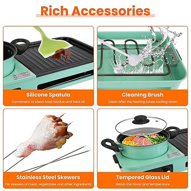 Smokeless 3-in-1 Hot Pot & Grill with Non-Stick Surface