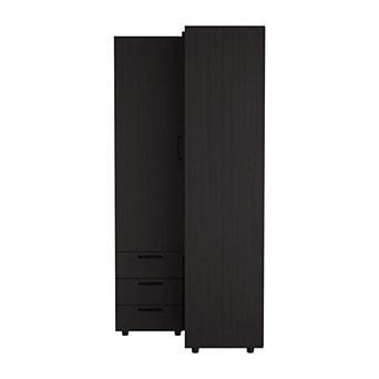 Toulouse Corner Armoire With Double Doors And Interior Shelves, Space-Saving Wardrobe
