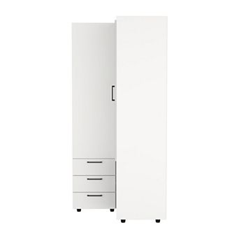 Toulouse Corner Armoire With Double Doors And Interior Shelves, Space-Saving Wardrobe
