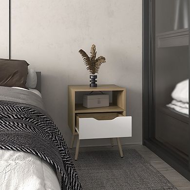 Wenden 21" High Nightstand, One Drawer, One Open Shelf