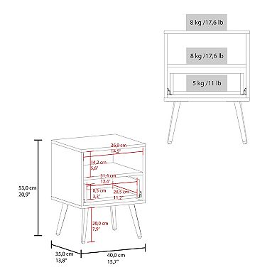 Wenden 21" High Nightstand, One Drawer, One Open Shelf