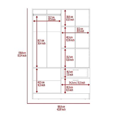 Vaupes Armoire, Double Door Cabinet, One Drawer, Five Interior Shelves, Rod