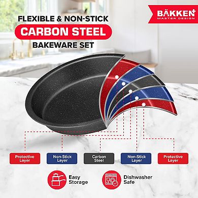 10-Piece Nonstick Carbon Steel Baking Pan Set Oven Safe Up to 450°F