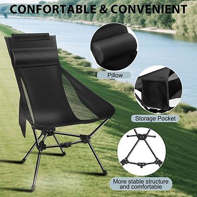 Foldable Camp Chair With Headrest