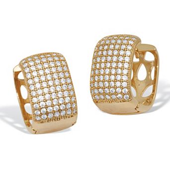 PalmBeach Jewelry Crystal Micro-Pave Style Goldtone Huggie Earrings