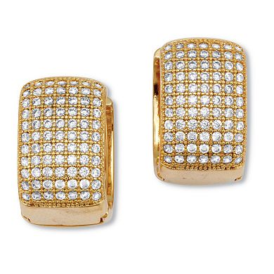 PalmBeach Jewelry Crystal Micro-Pave Style Goldtone Huggie Earrings