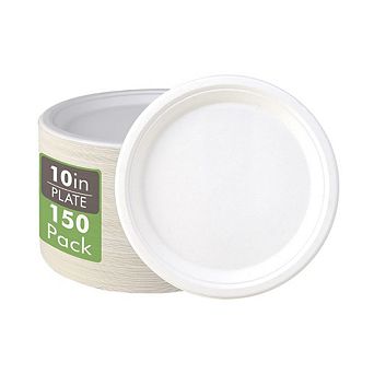 150-Pack Compostable Disposable Paper Plates