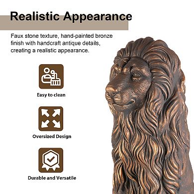 Glitzhome 36.25"H Oversized MGO Guardian Sitting Lion Garden Statue