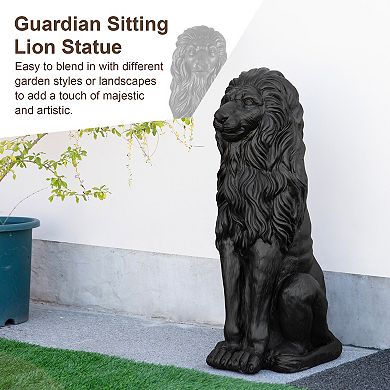 Glitzhome 36.25"H Oversized MGO Guardian Sitting Lion Garden Statue