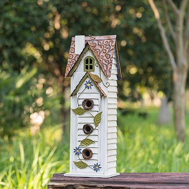 Glitzhome Oversized 3-Tiered Solid Wood Villa Outdoor Garden Birdhouse, 24.25"H
