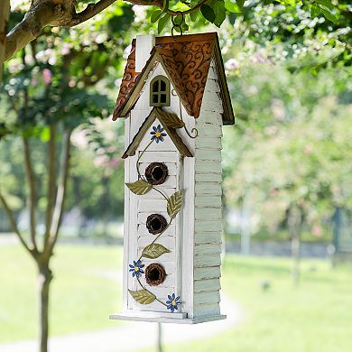 Glitzhome Oversized 3-Tiered Solid Wood Villa Outdoor Garden Birdhouse, 24.25"H
