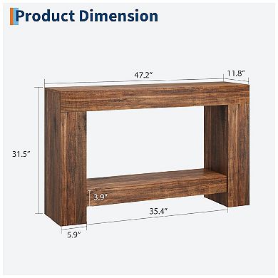 47.2 in Long Console Table for Entryway, 2-Tier Large Sofa Table w/Storage,Farmhouse Console Table