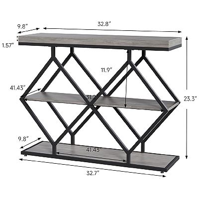 Console Table with Storage Shelves, 70.9 Industrial 3-Tier Sofa Table Entryway Table TV Stand - Bown